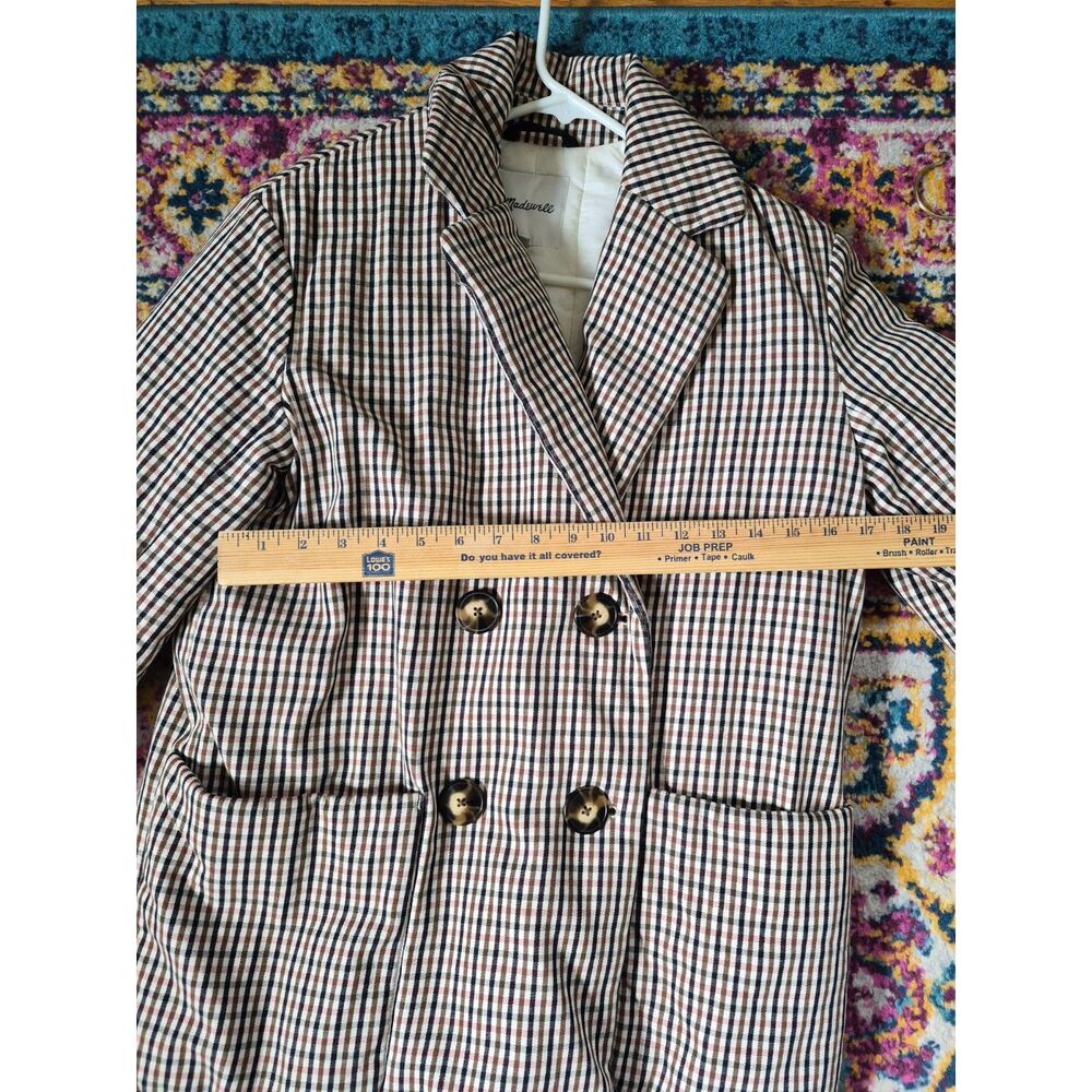 Madewell Quilted Plaid Insulated Blazer Jacket Shacket Black White Small - Picture 13 of 14